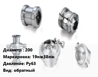 Клапан нержавеющий 200 19нж38нж Ру63 обратный